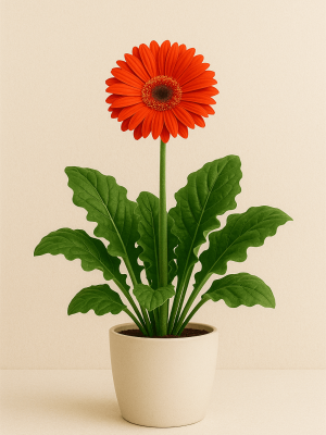 Gerbera Daisy (Gerbera jamesonii) Bright pink gerbera daisy flowers in a vase bringing color and fresh oxygen to a bedroom