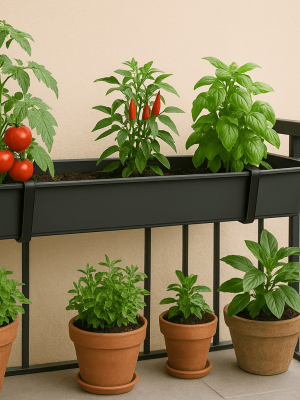 container planter on balcony Budget-friendly garden ideas: recycled container planter on balcony